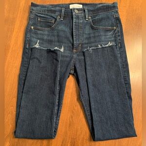 LOFT High Waist Skinny Jeans with Frayed Hem